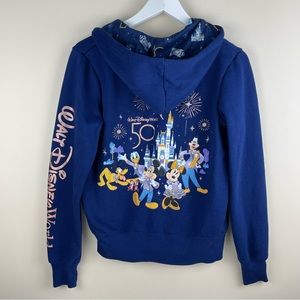 Walt Disney World 50th Anniversary Mickey Mouse and Friends Zip Hoodie SMALL